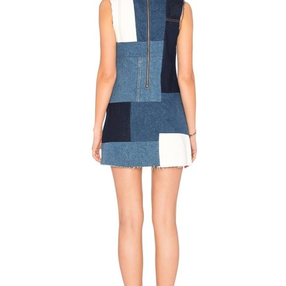 NWT GRLFRND Heidi Denim Patchwork Dress Sz Small - Picture 3 of 8